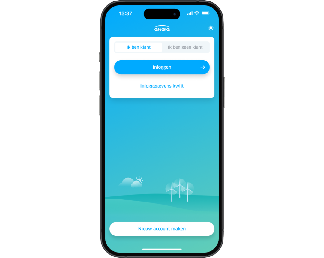 Inloggen in gratis energie-app