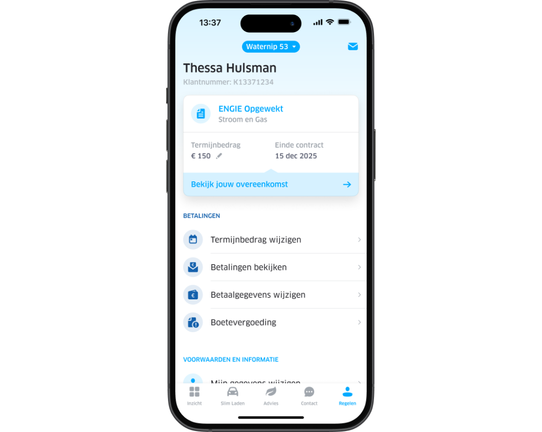 Energiezaken regelen in energie-app