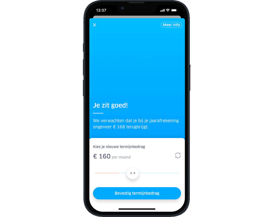 Zie direct of je nog goed zit met je termijnbedrag
